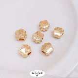 14K Big Hole Bead Cat Claw Bear Paw Through Hole Loose Bead for Bracelet DIY