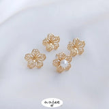 14K Pearl Holder Earrings DIY 925 Silver Flower Earrings