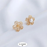 14K Pearl Holder Earrings DIY 925 Silver Flower Earrings