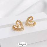14K Lace Love Stud Earrings 925 Silver Needle Light Sweet DIY Earrings