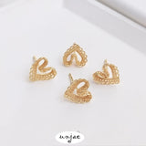 14K Lace Love Stud Earrings 925 Silver Needle Light Sweet DIY Earrings