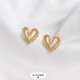 14K Lace Love Stud Earrings 925 Silver Needle Light Sweet DIY Earrings