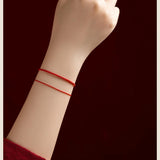 14K Red Line Lucky Bracelet for Women Red Brown Rope Line Charm Bracelet