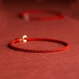 14K Red Line Lucky Bracelet for Women Red Brown Rope Line Charm Bracelet