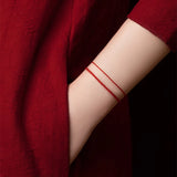 14K Red Line Lucky Bracelet for Women Red Brown Rope Line Charm Bracelet