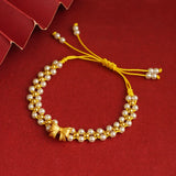 14K Pearl Bracelet Women Romantic Bowknot Sandblasted Hand Chain