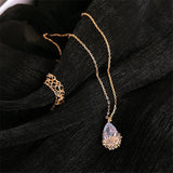 14K Water Drop Lab Diamond Pendant Real Silver Party Wedding Pendant Necklace