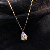 14K Water Drop Lab Diamond Pendant Real Silver Party Wedding Pendant Necklace