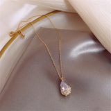 14K Water Drop Lab Diamond Pendant Real Silver Party Wedding Pendant Necklace