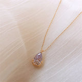 14K Water Drop Lab Diamond Pendant Real Silver Party Wedding Pendant Necklace