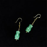 14K Gold-clad A Jade Pendant Earrings, Hypoallergenic