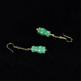 14K Gold-clad A Jade Pendant Earrings, Hypoallergenic