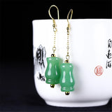 14K Gold-clad A Jade Pendant Earrings, Hypoallergenic