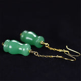 14K Gold-clad A Jade Pendant Earrings, Hypoallergenic