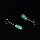 14K Gold-clad A Jade Pendant Earrings, Hypoallergenic