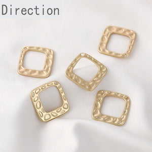 14K Gold-coated Square Hollow Pendant Earrings Accessory