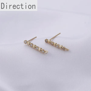 14K Gold Belt Ring Peach Heart Love Micro-Inlaid Zircon Earrings Jewelry