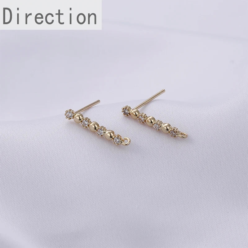 14K Gold Belt Ring Peach Heart Love Micro-Inlaid Zircon Earrings Jewelry