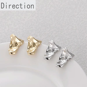 14K Gold-covered Unique Bumps Folds Earrings