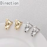 14K Gold-covered Unique Bumps Folds Earrings