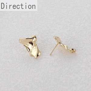 14K Gold-covered Unique Bumps Folds Earrings