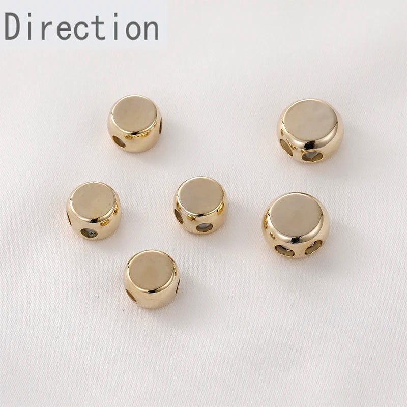 14K Gold-covered Double-hole Chain Adjusting Bead for DIY Jewelry