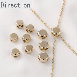 14K Gold-covered Double-hole Chain Adjusting Bead for DIY Jewelry