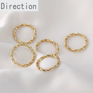 14K Gold Twisted Twist Open Link Ring Jewelry Accessories
