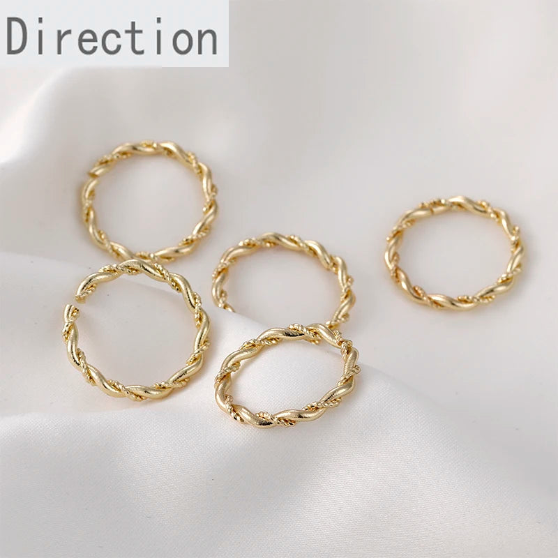 14K Gold Twisted Twist Open Link Ring Jewelry Accessories