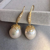 14K Filled Baroque Pearl Retro Earrings