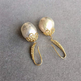 14K Filled Baroque Pearl Retro Earrings