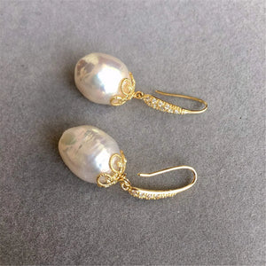 14K Filled Baroque Pearl Retro Earrings
