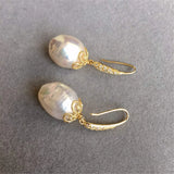 14K Filled Baroque Pearl Retro Earrings