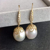 14K Filled Baroque Pearl Retro Earrings