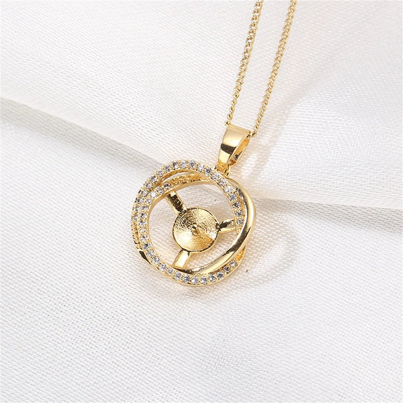 14K Gold-plated Bird Nest Zircon Pendant DIY Accessory for Women