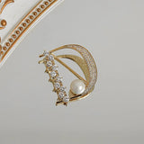 14K Plated Korea Pearl Zircon Letter D Brooch Women's Work Accessories