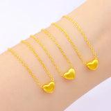 Matte Love Heart Pendant Necklace Chain Chocker 14K Plated for Women