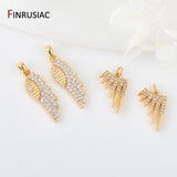 14K Plated CZ Angel Wings Pendant Charms DIY Jewelry Making