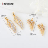 14K Plated CZ Angel Wings Pendant Charms DIY Jewelry Making