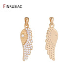 14K Plated CZ Angel Wings Pendant Charms DIY Jewelry Making