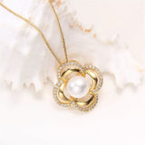 14K Gold-plated Pendant with Flower Pearl Design Necklace