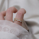 14K Plating Korea Jewelry Zircon Ring Women's Party Adjustable