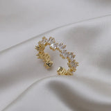 14K Plating Korea Jewelry Zircon Ring Women's Party Adjustable