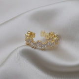 14K Plating Korea Jewelry Zircon Ring Women's Party Adjustable