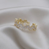 14K Plating Korea Jewelry Zircon Ring Women's Party Adjustable