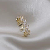 14K Plating Korea Jewelry Zircon Ring Women's Party Adjustable