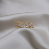 14K Plating Korea Jewelry Zircon Ring Women's Party Adjustable