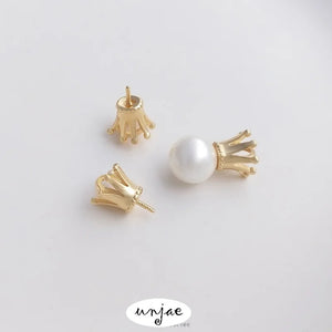 14K Crown Half Hole Bead Holder Pendant - DIY Jewelry Accessory