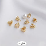 14K Crown Half Hole Bead Holder Pendant - DIY Jewelry Accessory