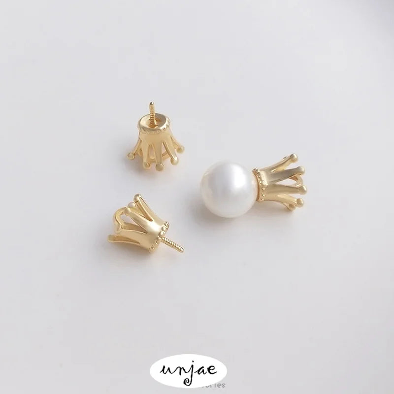 14K Crown Half Hole Bead Holder Pendant - DIY Jewelry Accessory